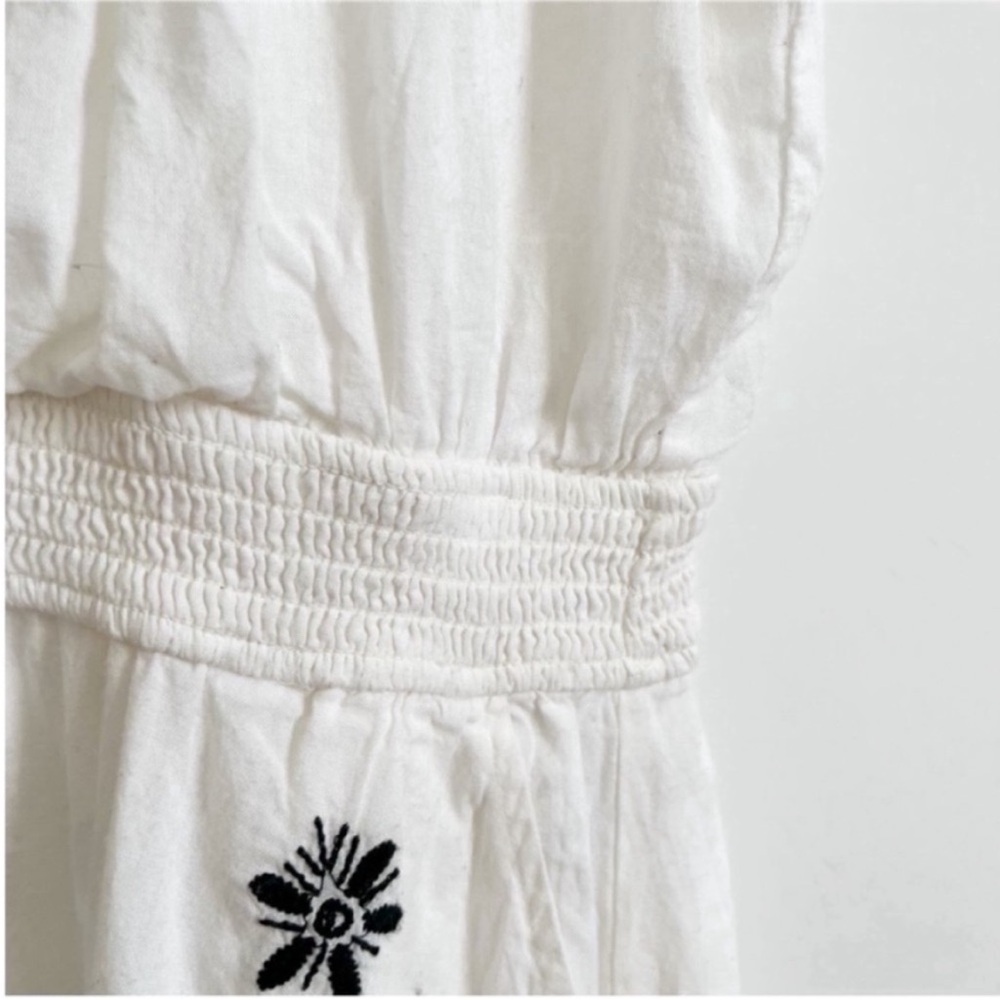 Free People Meet Me in Marfa dress white embroidered pleated boho stretch mini - Picture 4 of 12